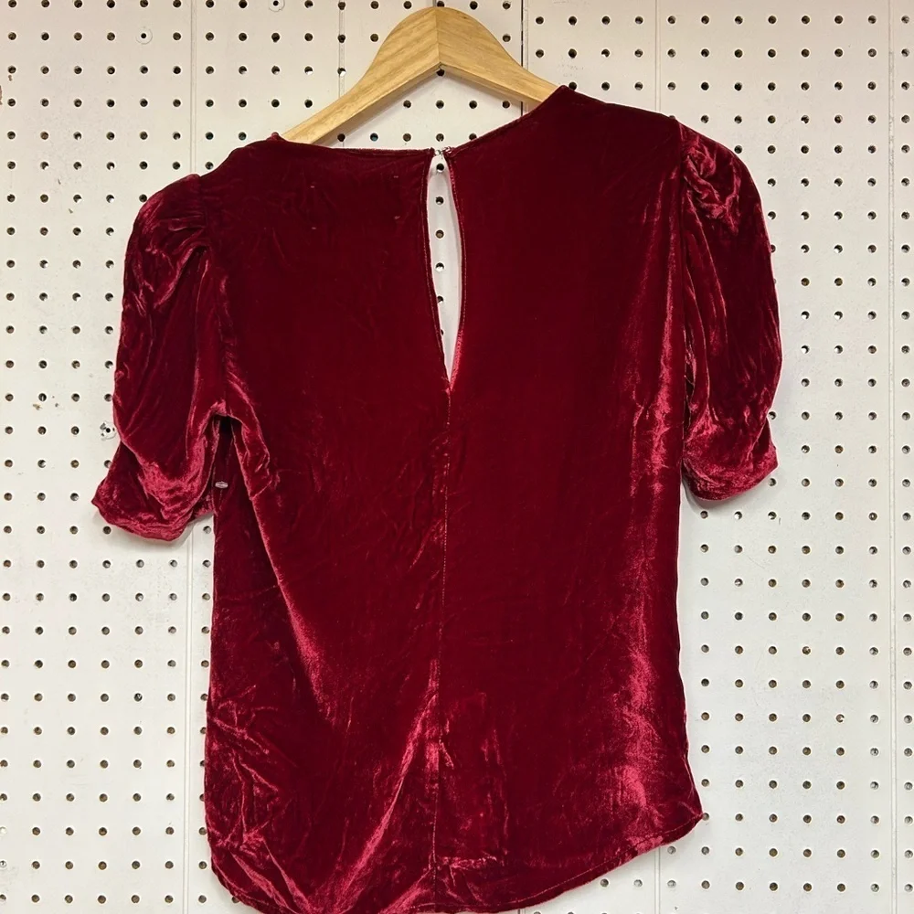 Reformation Deep Red Velvet Blouse